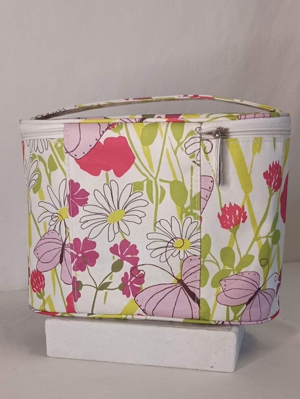 Clinique Floral Butterfly Cosmetic/Travel Makeup Bag – Zip Closure - Picture 2 of 6